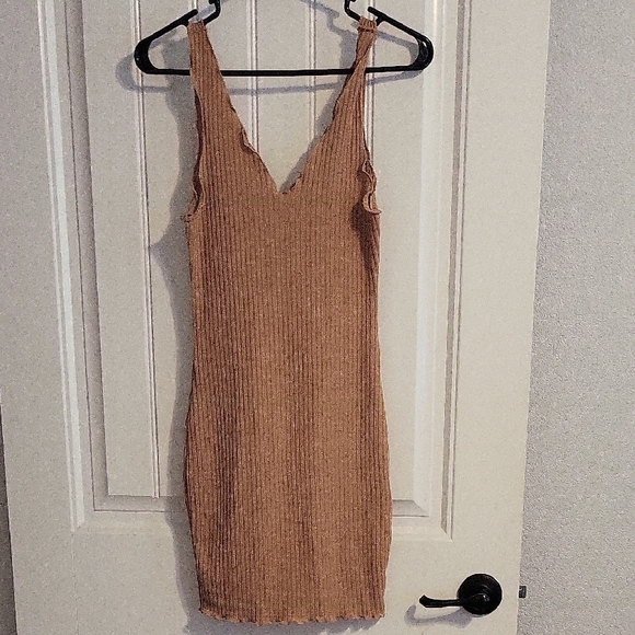 SHEIN Tan Ribbed Mini Dress - Picture 5 of 6